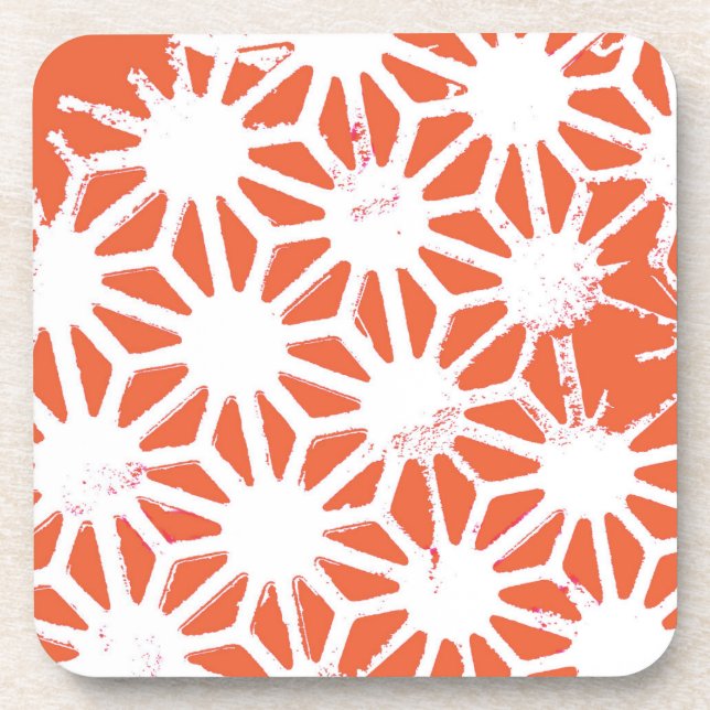 Dessous-de-verre Motif géométrique orange et blanc (Devant)