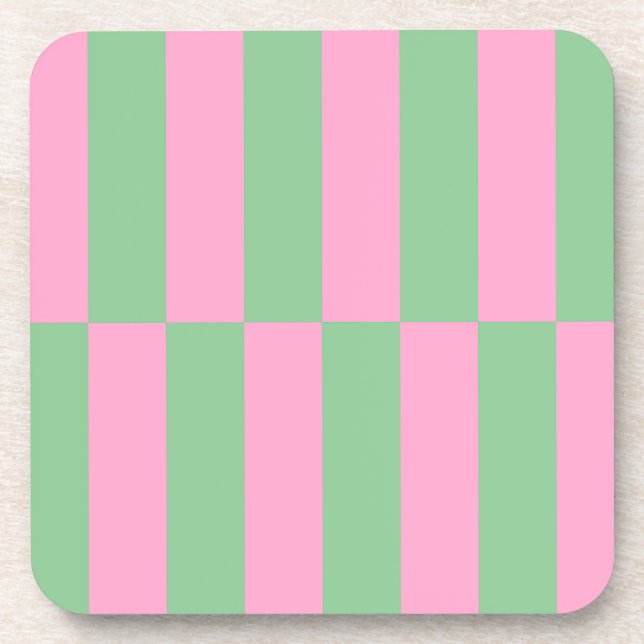 Dessous-de-verre Motif géométrique rayé rose et vert (Devant)