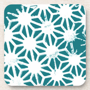 Dessous-de-verre motif géométrique turquoise et blanc