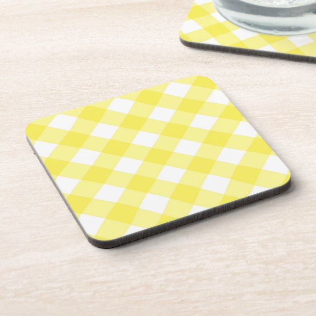 Dessous-de-verre Motif Gingham Classique Jaune Clair (Côté gauche)