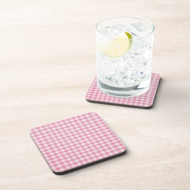 Dessous-de-verre Motif Gingham Rose Bébé (Côté Droit)