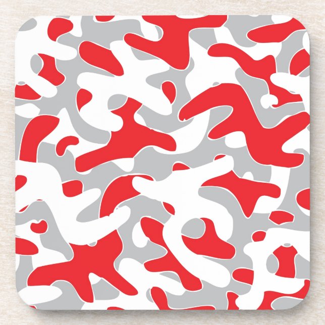 Dessous-de-verre motif gris rouge de camouflage (Devant)
