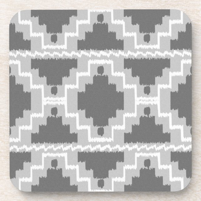 Dessous-de-verre Motif Ikat Aztec - gris foncé et clair / gris (Devant)