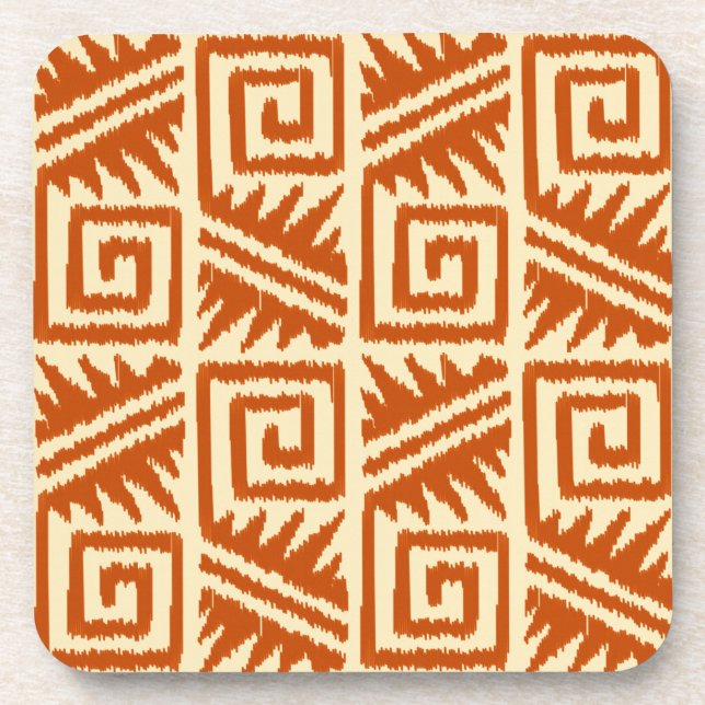 Dessous-de-verre Motif Ikat Aztec - Mandarin et orange clair (Devant)