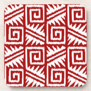Dessous-de-verre Motif Ikat Aztec - Rouge foncé et blanc