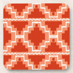 Dessous-de-verre Motif Ikat Aztec - Rouille, Orange et blanc