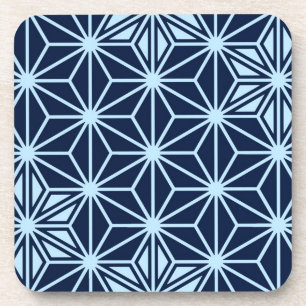 Dessous-de-verre Motif japonais Asanoha - bleu indigo