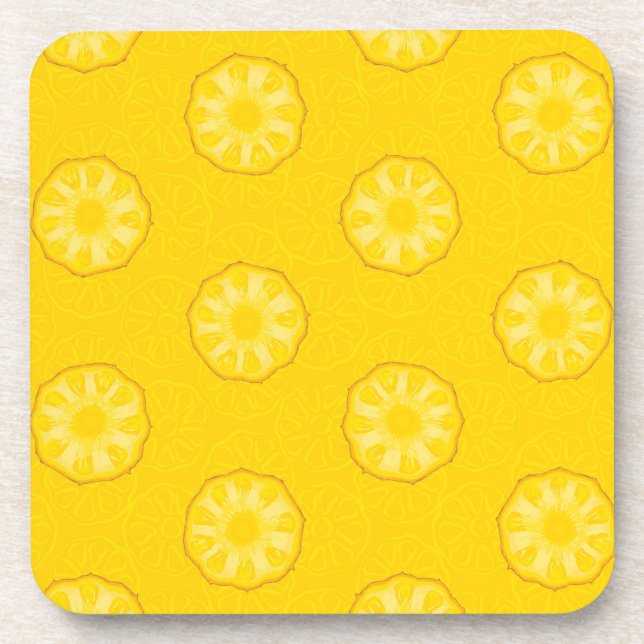 Dessous-de-verre Motif jaune de tranches d'ananas (Devant)