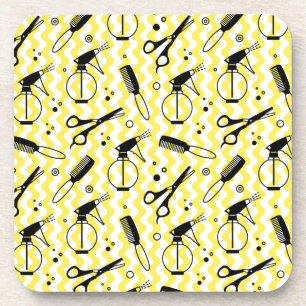 Dessous-de-verre Motif jaune d'outil de coiffeur