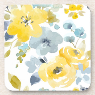 Dessous-de-verre Motif jaune et bleu d'aquarelle