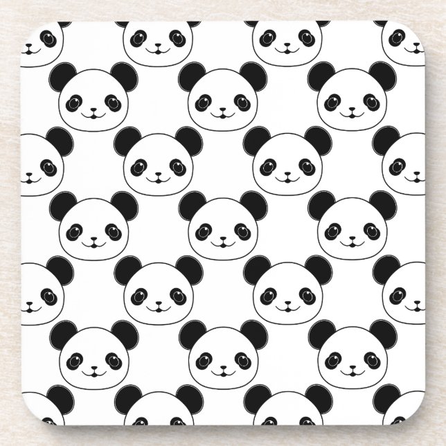 Dessous-de-verre Motif Kawaii Panda En Noir Et Blanc (Devant)