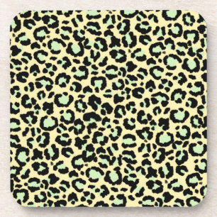 Dessous-de-verre Motif léopard en vert menthe sur beige