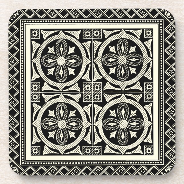 Dessous-de-verre Motif Mandala noir et blanc par Vision Studio (Devant)