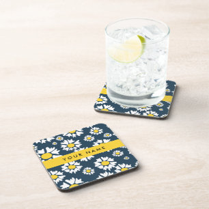Dessous-de-verre Motif Marguerite, Marguerites Blanches, Votre Nom