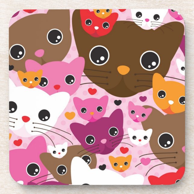 Dessous-de-verre motif mignon d'arrière - plan de chat de chaton (Devant)