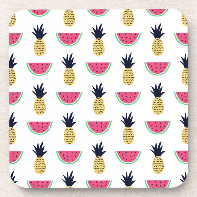 Dessous-de-verre Motif mignon de griffonnage d'ananas et de (Devant)