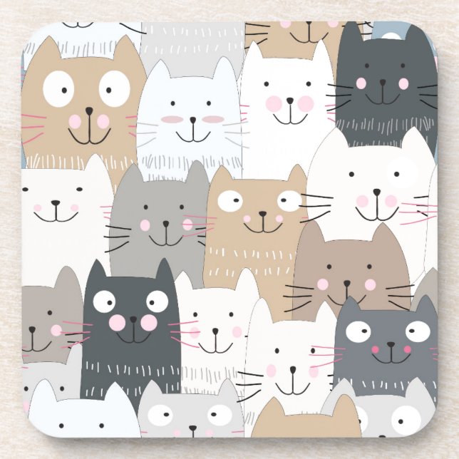 Dessous-de-verre Motif mignon de gris bleu de chat de chaton de (Devant)