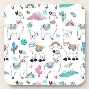 Dessous-de-verre Motif mignon de lama de bande dessinée