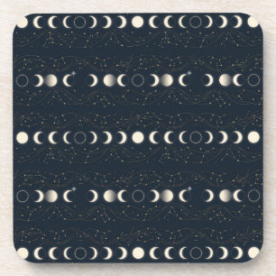 Dessous-de-verre Motif minimaliste des phases lunaires avec des éto