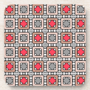 Dessous-de-verre motif moderne géométrique art déco gris rouge, bei
