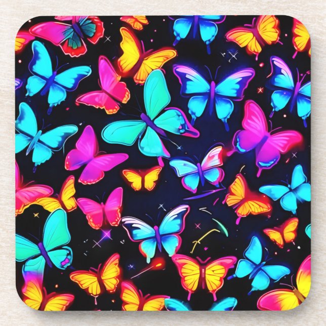 Dessous-de-verre Motif néon papillon (Devant)