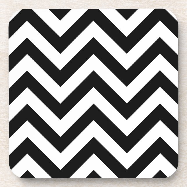 Dessous-de-verre Motif noir et blanc de Chevron de zigzag (Devant)