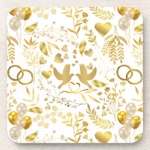 Dessous-de-verre motif ornementaux mariages en or 02
