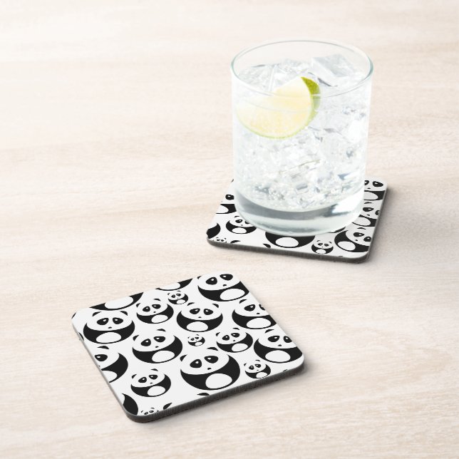 Dessous-de-verre Motif Panda noir et blanc Kawaii (Côté Droit)