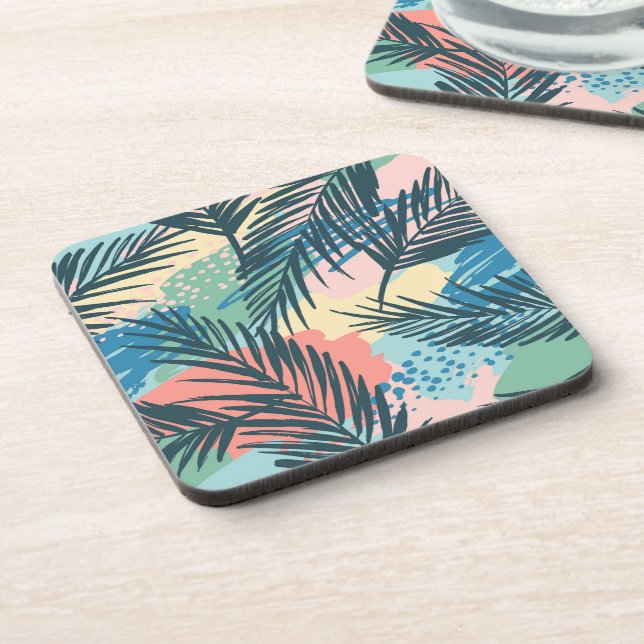 Dessous-de-verre Motif Pastel Tropical Leaf (Côté gauche)