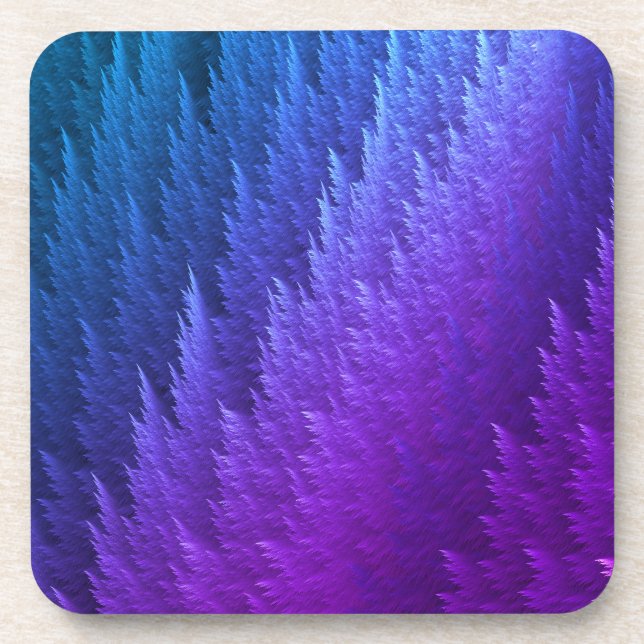 Dessous-de-verre Motif Plume Teinture Liée Bleu Violet (Devant)