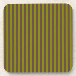 Dessous-de-verre Motif rayé en chocolat brun et vert olive