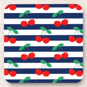 Dessous-de-verre Motif Rayure Cerise – Cadeau & Décoration de Fruit