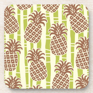 Dessous-de-verre Motif rayures bambou ananas Tiki