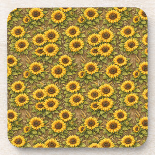 Dessous-de-verre Motif répétitif sans couture de tournesol ensoleil