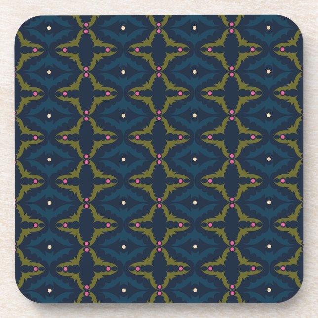 Dessous-de-verre Motif Rétro Vintage Deep Blue (Devant)
