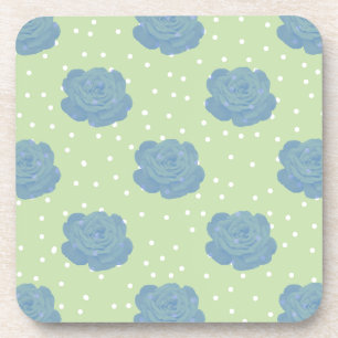 Dessous-de-verre Motif rose bleu sur fond vert