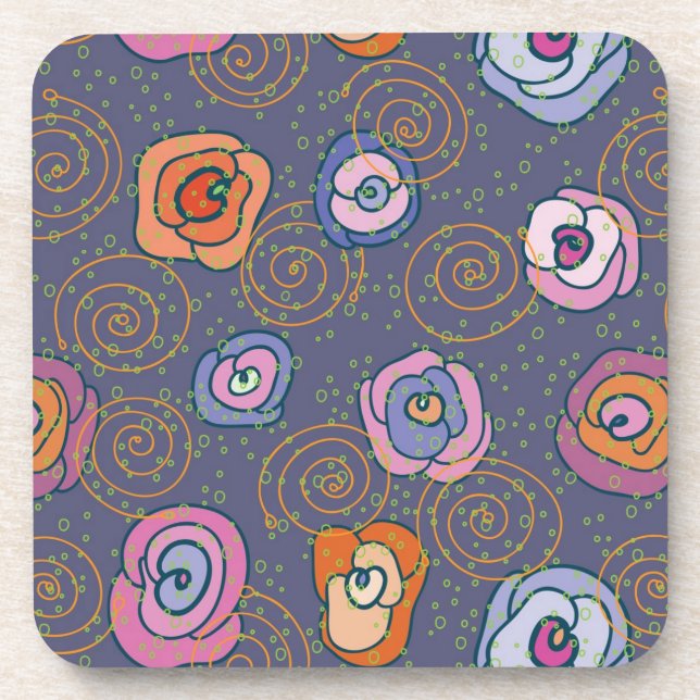 Dessous-de-verre Motif rose de champ de résumé (Devant)