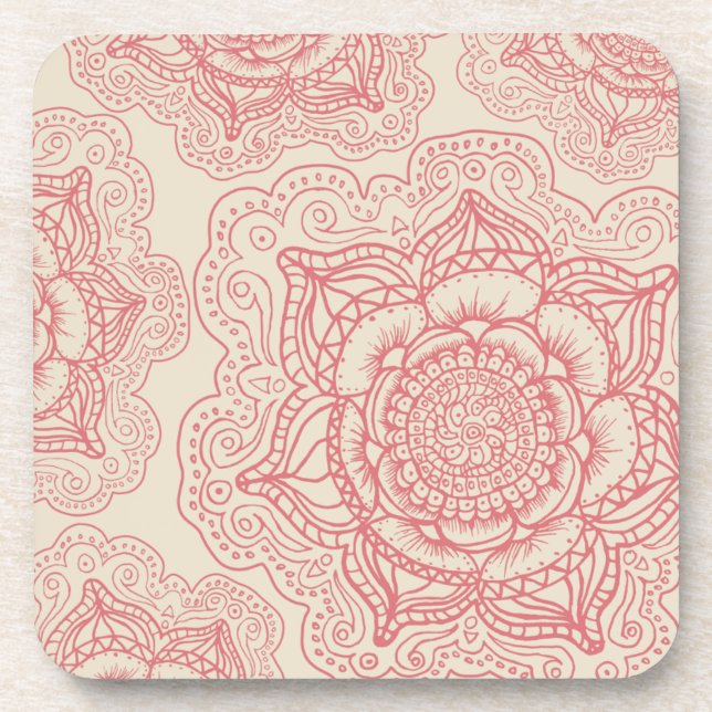 Dessous-de-verre Motif rose de mandala (Devant)