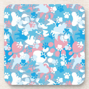 Dessous-de-verre Motif rose et bleu de chien de camouflage