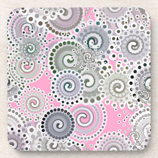 Dessous-de-verre Motif, rose et gris (Devant)