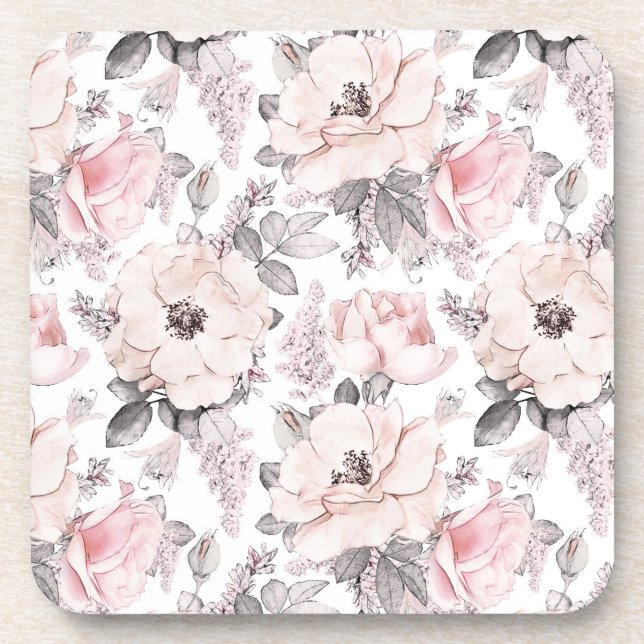 Dessous-de-verre Motif rose et gris classique (Devant)