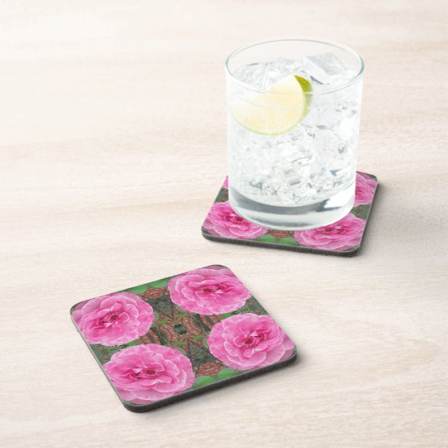 Dessous-de-verre Motif Rose Rose (Côté Droit)