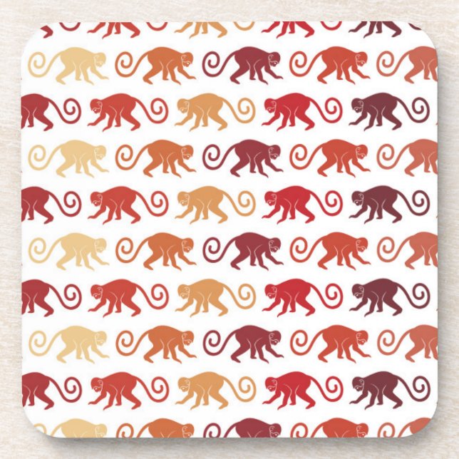 Dessous-de-verre Motif rouge de singes (Devant)