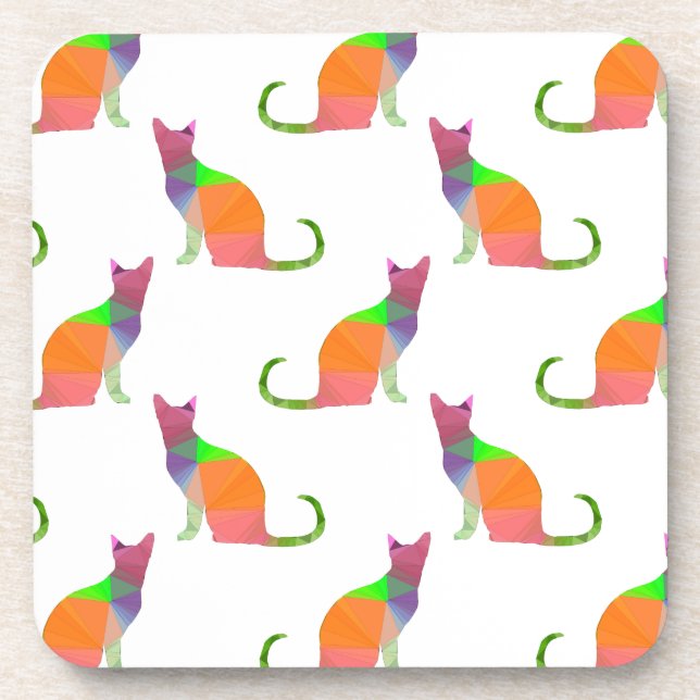 Dessous-de-verre Motif Silhouette de chat à basse densité (Devant)