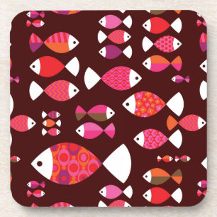 Dessous-de-verre Motif sous-marin de rétros poissons abstraits