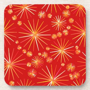 Dessous-de-verre Motif Spoutnik du milieu du siècle, Rouge Profond