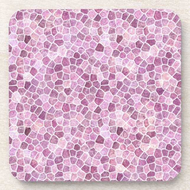 Dessous-de-verre Motif Terrazzo Patchwork Pavé Rose Pâle (Devant)