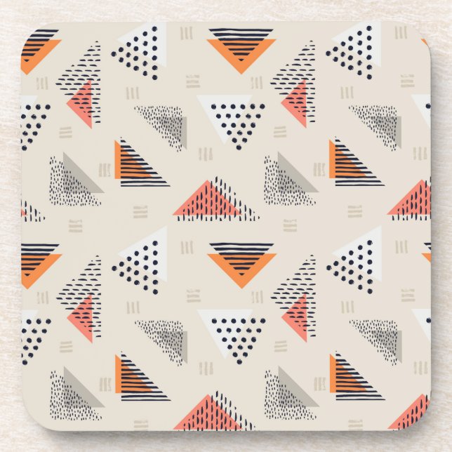 Dessous-de-verre Motif tiré par la main de triangle géométrique (Devant)