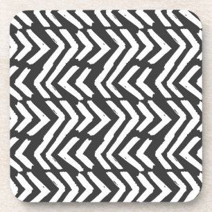 Dessous-de-verre Motif tiré par la main noir de Chevron