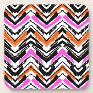 Dessous-de-verre Motif tiré par la main noir, orange, et rose de